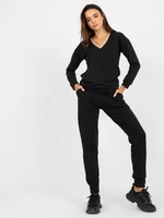 Black casual V-neck set