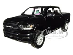 2019 RAM 1500 Laramie Crew Cab Pickup Truck Black 1/24 Diecast Model Car by Motormax