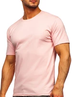 Světle růžové pánské tričko bez potisku Bolf 192397