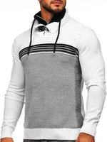 Bílý pánský svetr s vysokým límcem Bolf 1051