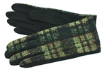 Moderní kárované dámské rukavice - tmavě zelená