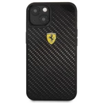 Kryt na mobil Ferrari Real Carbon na Apple iPhone 13 čierny ochranný kryt na mobilný telefón • určený pre Apple iPhone 13 • materiál: karbón a PU mate