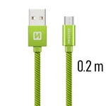 Adatkábel Swissten textil Micro-USB konnektorral, gyorstöltés támogatással, Green
