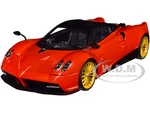 Pagani Huayra Roadster Rosso Monza Red and Carbon with Luggage Set 1/18 Model Car by Autoart