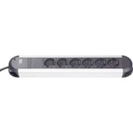 Zásuvková lišta bez spínače Bachmann Electric Primo, 331010, 6 zásuvek, hliník/černá