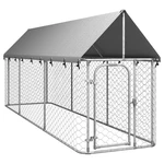 [EU Direct] vidaxl 171497 Outdoor Dog Kennel with Roof 400x100x150 cm House Cage Foldable Puppy Cats Sleep Metal Playpen