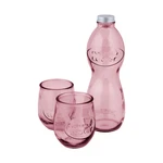 Set ružovej fľaše na vodu a 2 pohárov z recyklovaného skla Ego Dekor Water