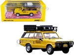 Land Rover Range Rover Classic "Camel Trophy 1982" Yellow with Roof Rack Tool Box and 4 Oil Container Accessories 1/64 Diecast Model Car by Inno Mode
