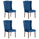Jídelní židle 4 ks samet / kaučukovník Dekorhome Modrá,Jídelní židle 4 ks samet / kaučukovník Dekorhome Modrá