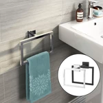 Chrome Modern Bathroom Wall Accessories Square Towel Ring Holder Rack