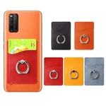 Universal 2 in 1 3M Adhesive Sticker PU Leather Mobile Phone Holder Ring Stand with Card Slot for All Smartphone Poco F2