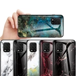 Bakeey for Xiaomi Mi 10 Lite Case Marble Pattern Colorful Tempered Glass Shockproof Scratch Resistant Protective Case No