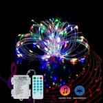 YOZATIA 50/100LEDs 32.8ft Christmas Decorative LED String Lights Sound Activated Music 12 Modes Waterproof Silver Wire M