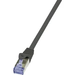 LogiLink CQ4023S RJ45 sieťové káble, prepojovacie káble  S/FTP 0.50 m čierna pozlátené kontakty, samozhášavý, s ochranou
