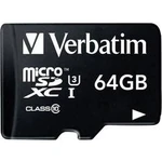 Paměťová karta microSDXC, 64 GB, Verbatim PRO, Class 10, UHS-I, UHS-Class 3, vč. SD adaptéru