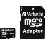 Paměťová karta microSDHC, 16 GB, Verbatim MICRO SDHC 16GB CL 10 ADAP, Class 10, vč. SD adaptéru