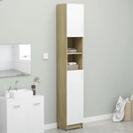 Bathroom Cabinet White and Sonoma Oak 12.6"x10"x74.8" cm Chipboard