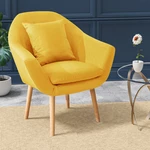 Nordic Style Cloth Sofa Candy Color Single Sofa Chair Cotton Linen Upholstered Arm Chair with Pillow Load Bearing 125KG