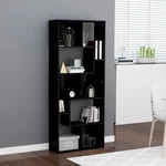 Book Cabinet High Gloss Black 26.4"x9.4"x63.4" Chipboard