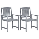 Garden Chairs 2 pcs Gray Solid Acacia Wood