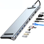 Mechzone 11 in 1 Type-C Docking Station USB-C Hub Adapter Ergonomic Laptop Riser with USB2.0 USB3.0 USB-C PD 100W 4K HDM