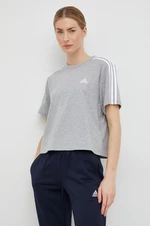 Bavlnené tričko adidas šedá farba