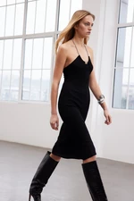 Trendyol Limited Edition Black Midi Knitwear Accessory Detailed Dress