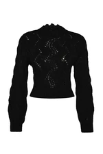 Trendyol Black Soft Textured Openwork/Perforated Knitwear Sweater