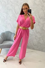 Overall with decorative belt at waist pink