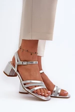 Dámské sandály na nízkém podpatku vyrobené z eko kůže Sergio Leone Silver