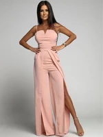 Elegant pink jumpsuit with straps and slits