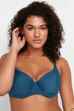 Trendyol Curve Navy Blue Balconette Fixed Covered Plus Size Bra