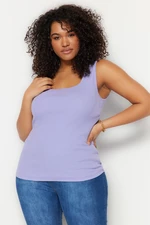 Trendyol Curve Lilac Basic Corduroy Knitted Square Collar Singlet