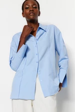 Trendyol Light Blue Rib Detailed Woven Shirt