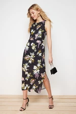 Trendyol Black Floral A-line Sleeveless Midi Woven Dress