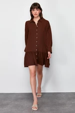 Trendyol Brown Woven Mini Shirt Dress