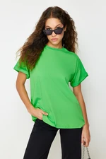 Trendyol Green 100% Cotton Crew Neck Oversize/Wide Pattern Knitted T-Shirt Trendyol Green 100% Cotton Crew Neck Oversize/Wide Pattern Knitted T-Shirt