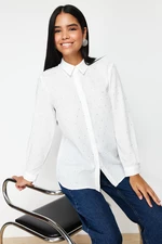 Trendyol White Stoned Elegant Woven Shirt