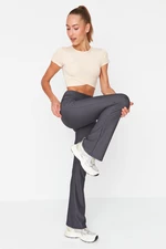 Trendyol Dark Anthracite Contouring i prążkowane hiszpańskie legginsy sportowe do jogi z hiszpańskimi nogawkami