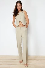 Trendyol Mink Straight Ribbed Woven Trousers