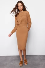 Trendyol Stone Midi Knitwear Sweater Dress Set