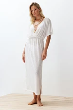 Trendyol Ecru Maxi Knitted Slit Beach Dress