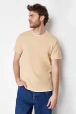 Trendyol Beige Regular/Normal Fit 100% Cotton Textured Basic T-Shirt