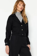 Trendyol čierny oversized pečiatkovaný kabát