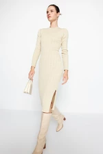 Trendyol Beige Midi Silvery Knitwear Dress