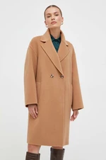 Vlnený kabát Marella béžová farba, prechodný, oversize