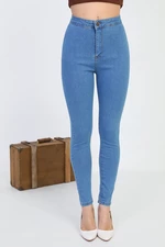 BİKELİFE Women's Blue Lycra High Waist Denim Leggings Pants