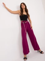 Dark purple fabric trousers with belt