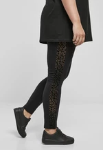Women's Leggings Flock Lace Stripe - Black