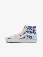 Blue and White Womens Patterned Ankle Sneakers VANS UA Comfy Cush S - Ladies